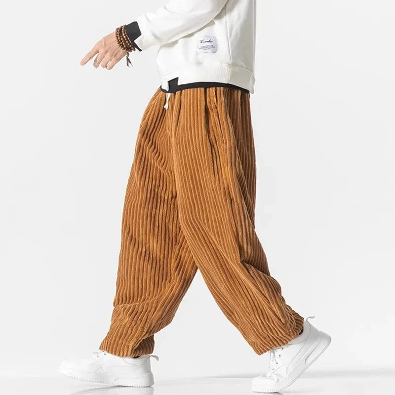 Amawinc Pantalon Harem Oversize Pour Hommes Avec Texture Côtelée Et Taille À Cordon Pour Confort Décontracté