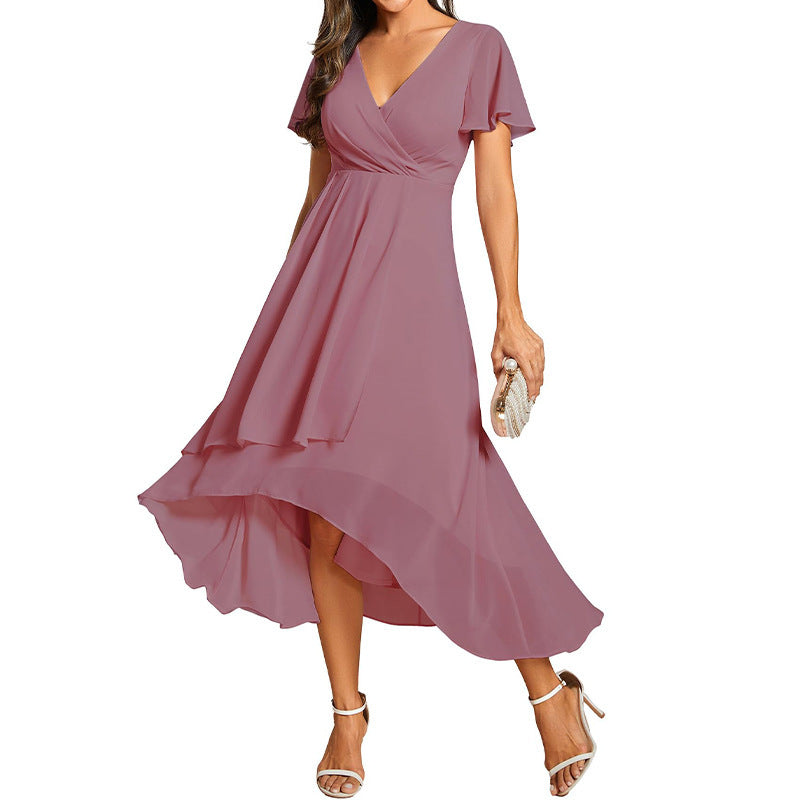 Robe Morgan en Mousseline de Soie à Tombé Aérien Pour Mariages et Soirées Amawinc