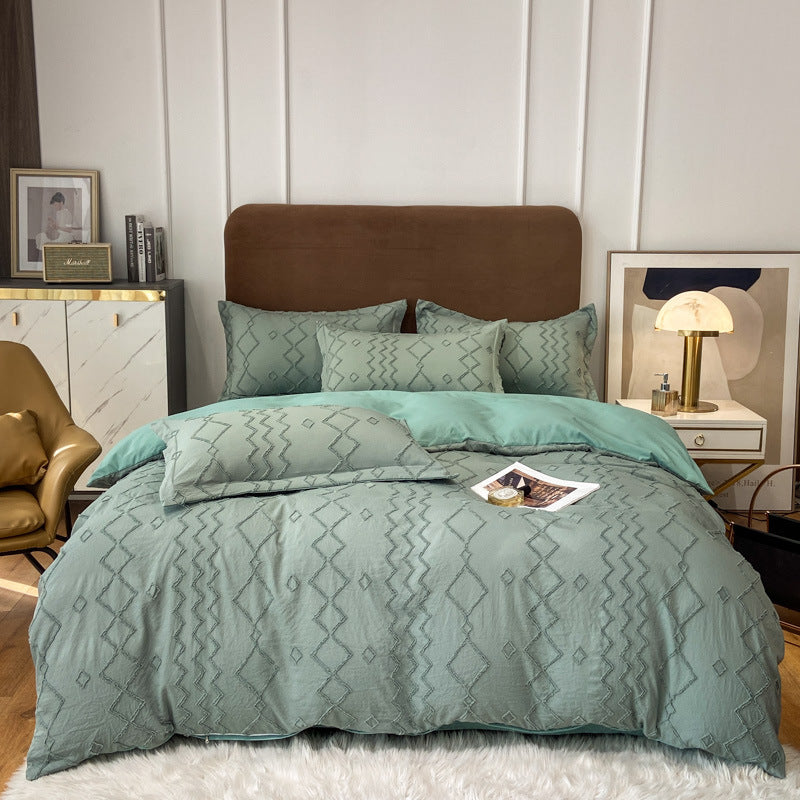 Ensemble De Literie Contemporain En Coton Tufté Pour Chambre Moderne Avec Confort Doux Et Texture Élégante