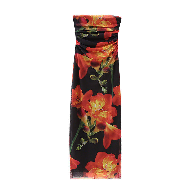 Fudus bedrucktes Tube-Top-Kleid