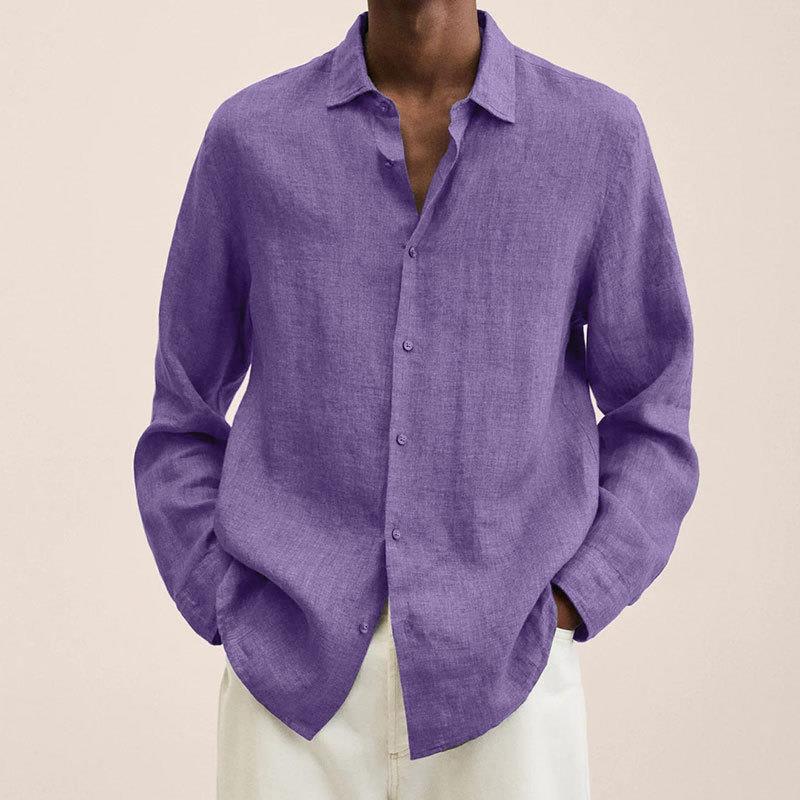 Nordisk Flair Chemise Homme Lin Décontractée Manches Longues Respirante Fibres Naturelles Marine