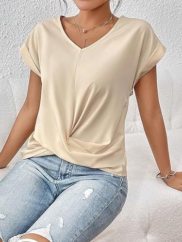 Damen T-Shirt von Fudus mit asymmetrischem Knoten für den Sommer