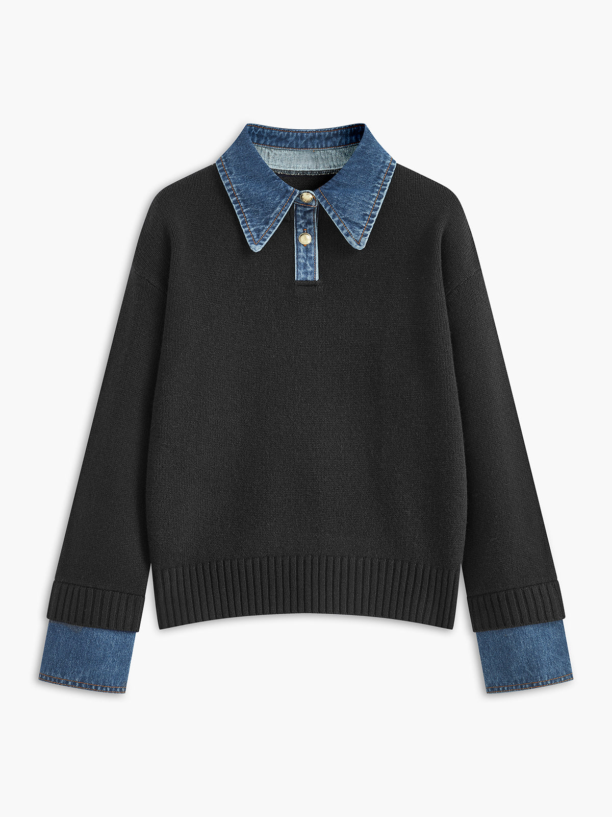 Pull Deux En Un Avec Col Panneau Boutons Métal Design Décontracté Élégant Tricot Pour Loisirs Maison Vacances Travail
