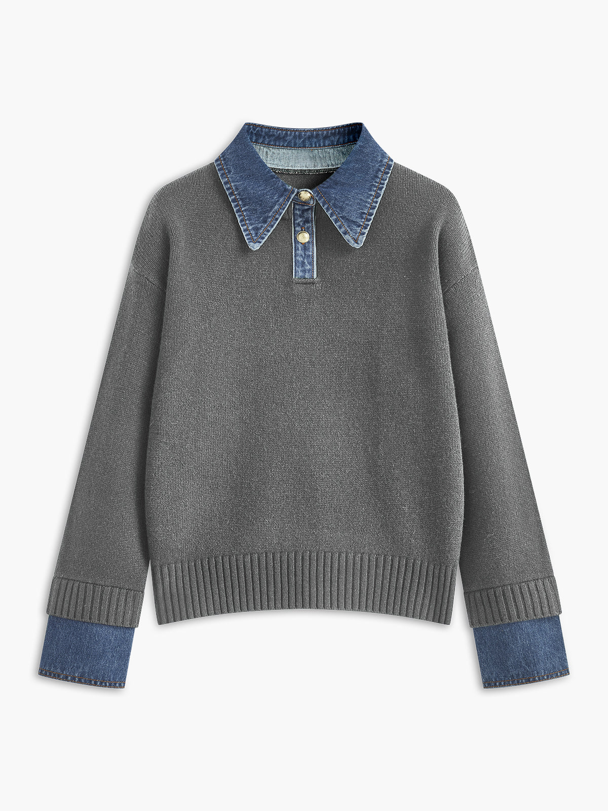 Pull Deux En Un Avec Col Panneau Boutons Métal Design Décontracté Élégant Tricot Pour Loisirs Maison Vacances Travail