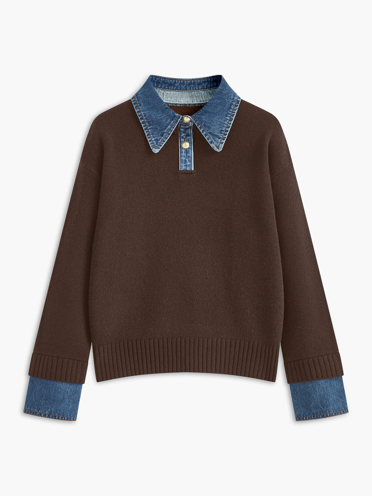 Pull Deux En Un Avec Col Panneau Boutons Métal Design Décontracté Élégant Tricot Pour Loisirs Maison Vacances Travail