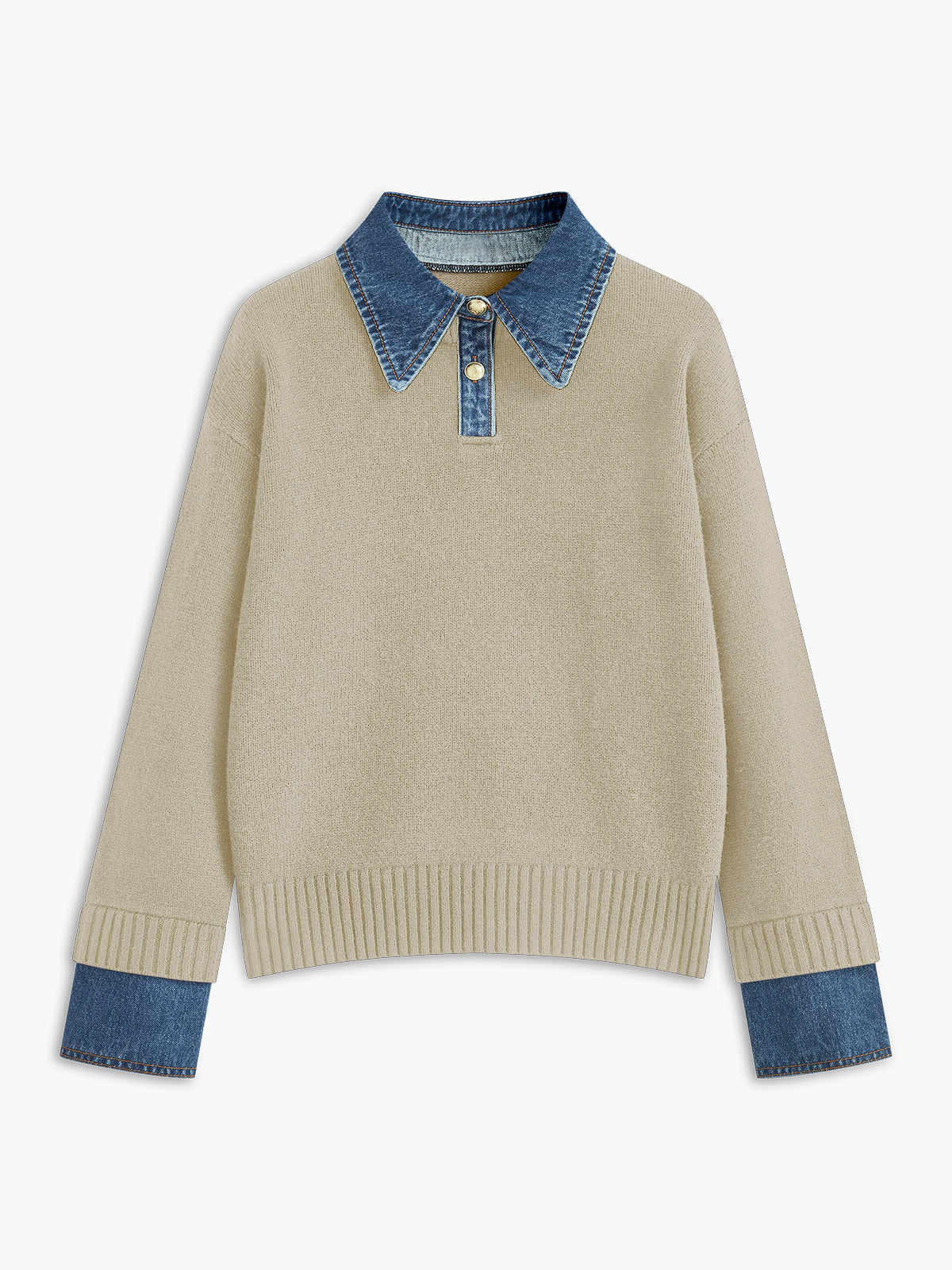 Pull Deux En Un Avec Col Panneau Boutons Métal Design Décontracté Élégant Tricot Pour Loisirs Maison Vacances Travail