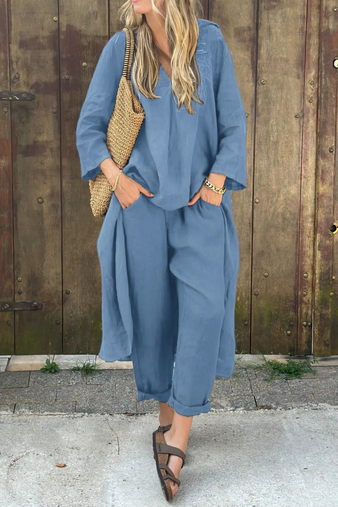 Florence Ensemble Tunique Longue Décontractée et Pantalon Pour Femme Élégance Quotidienne