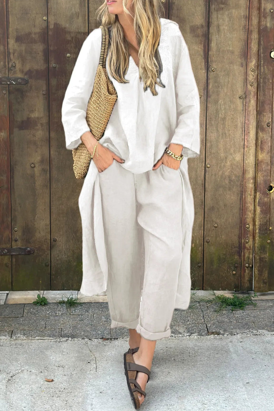 Florence Ensemble Tunique Longue Décontractée et Pantalon Pour Femme Élégance Quotidienne