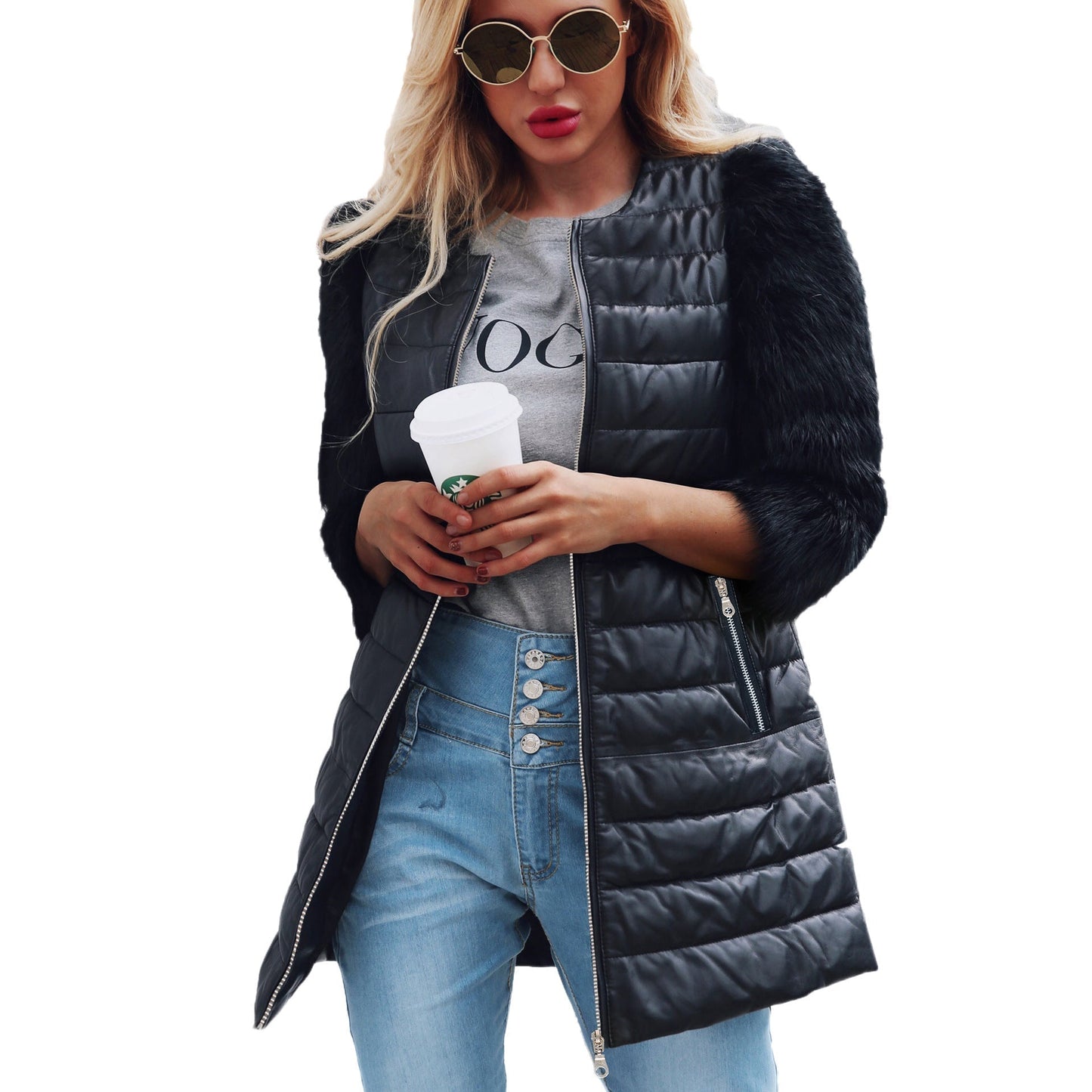 Veste Longue En Similicuir Avec Fausse Fourrure Pour Femme Chic Et Chaud Manteau Hiver