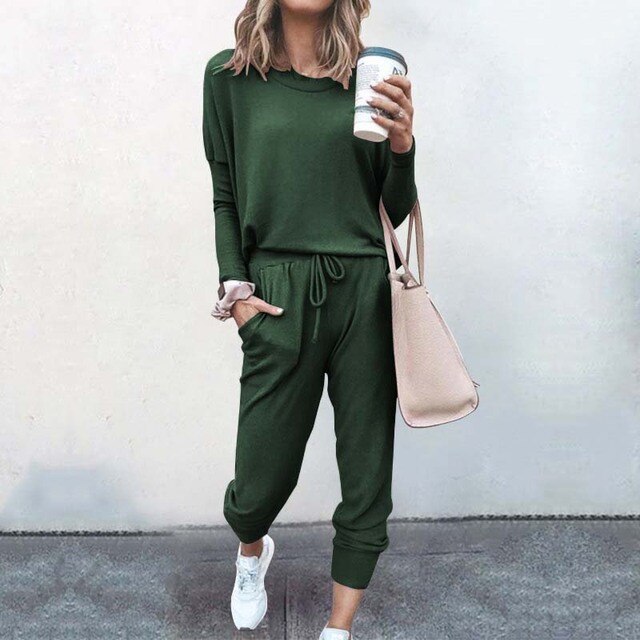 Emma Ensemble Deux Pièces Loungewear Décontracté Pour Femmes Haut À Manches Longues Et Joggers À Cordon