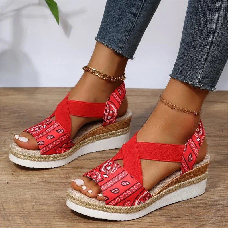 EVELYN - Orthopädische Sandalen mit Hanfseil-Keil