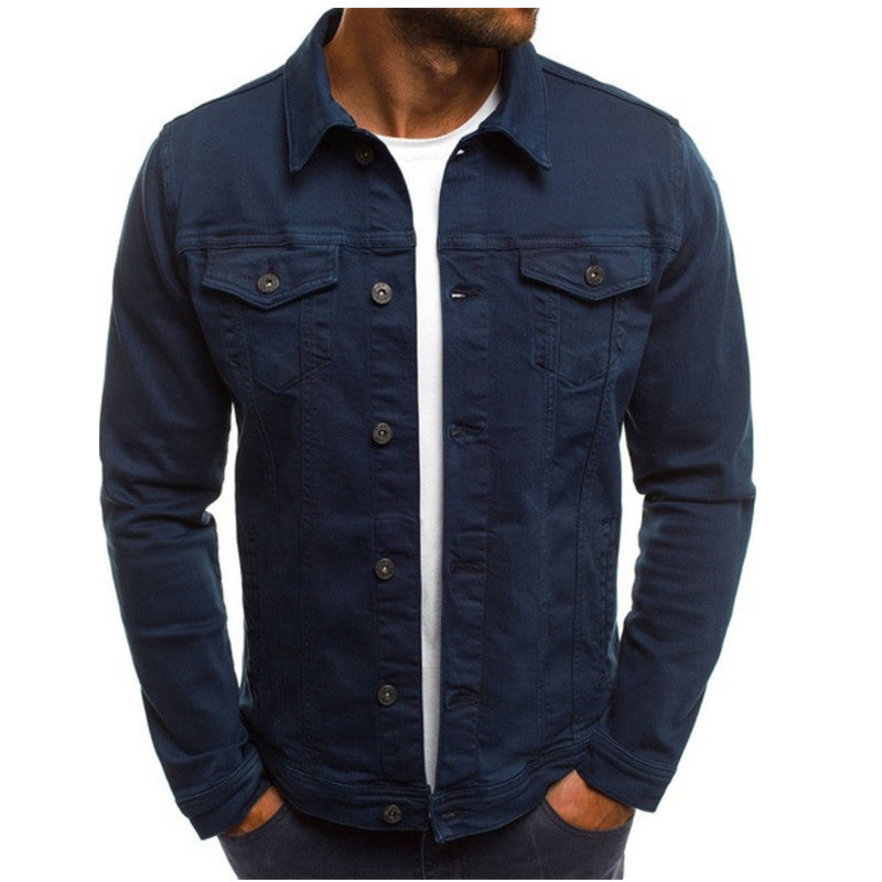 Veste Denim Pour Homme Nordic Flair Coupe Regular Bouton Poches Poitrine Coutures Structurées