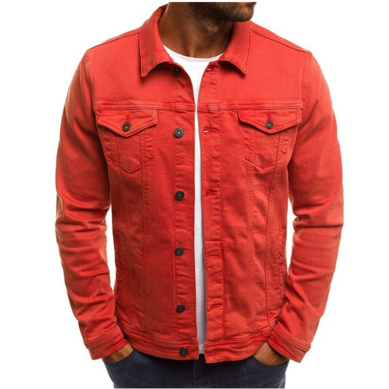 Veste Denim Pour Homme Nordic Flair Coupe Regular Bouton Poches Poitrine Coutures Structurées