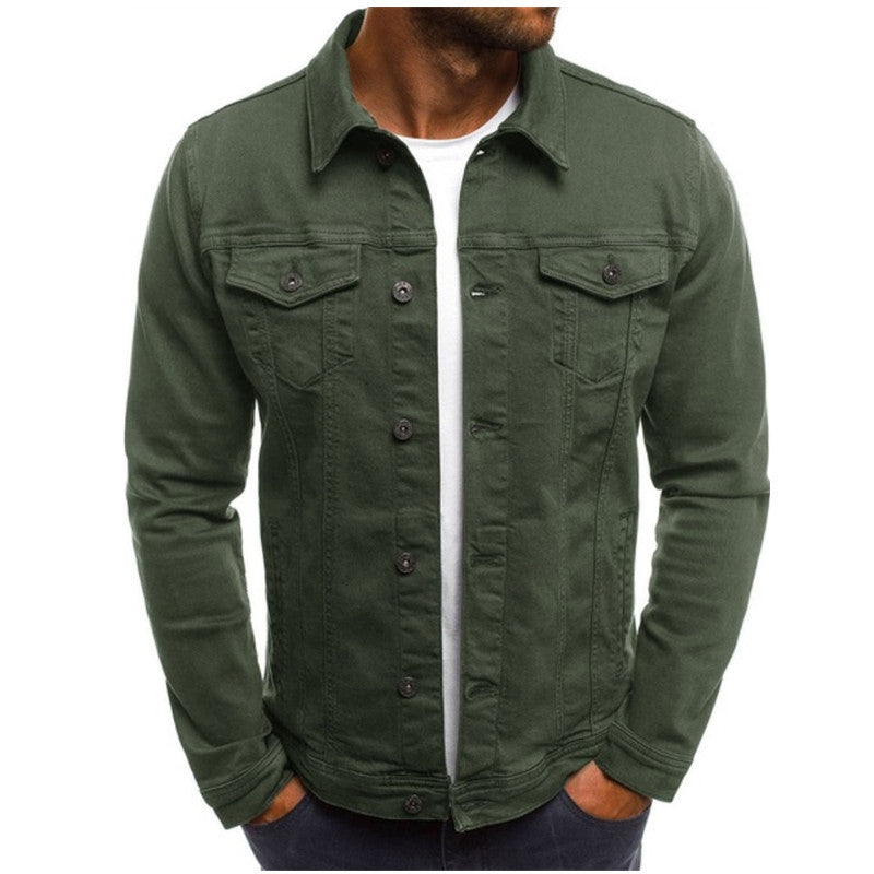 Veste Denim Pour Homme Nordic Flair Coupe Regular Bouton Poches Poitrine Coutures Structurées