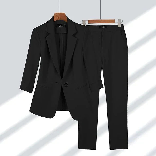 Ensemble Blazer À Bouton Unique Et Pantalon Pour Femme Professionnel Et Élégant Amawinc
