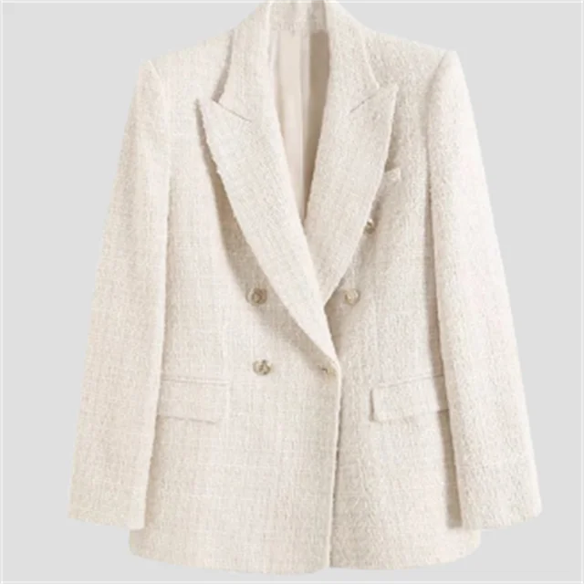 Avelena Damen Freizeitblazer mit Doppelknopf und langen Ärmeln