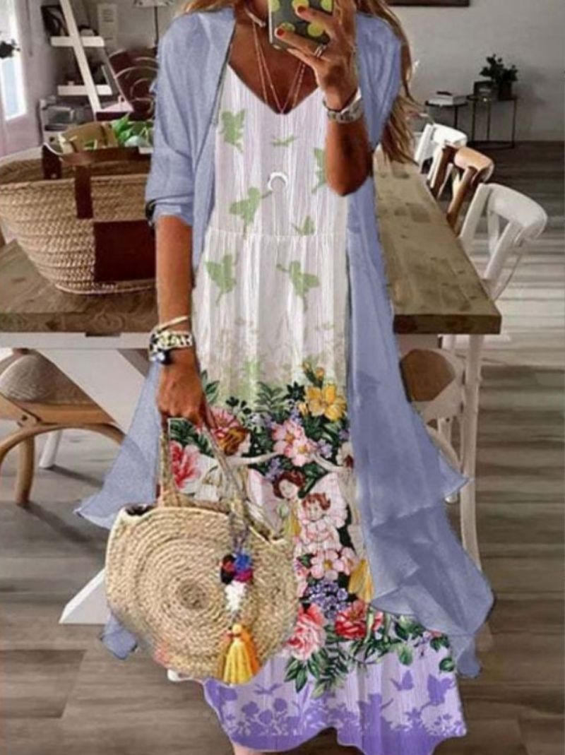 Robe Longue Élégante Pour Femme Motifs Floraux Raffinés Idéale Pour Mariage Soirée Automne