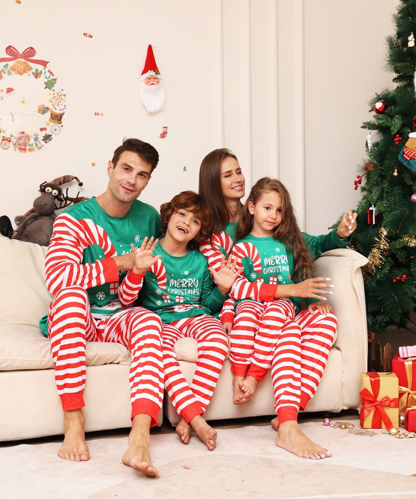Familien Weihnachts-Pyjama Set – Eltern-Kind Partnerlook Schlafanzüge für Weihnachten