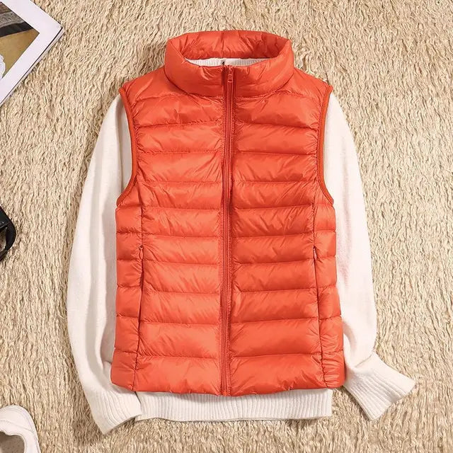 Amawinc Rose Gilet Matelassé Léger Zip Avant Pour Femmes Hiver Confortable Et Polyvalent