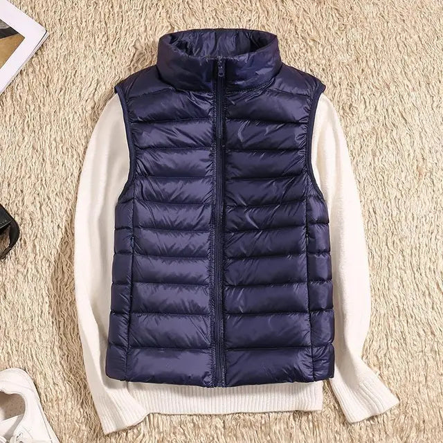 Amawinc Rose Gilet Matelassé Léger Zip Avant Pour Femmes Hiver Confortable Et Polyvalent