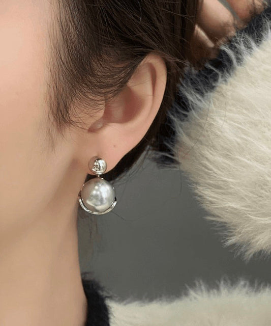 Boucles d'oreilles à tige en argent sterling et perles grises 2025 - Amawinc