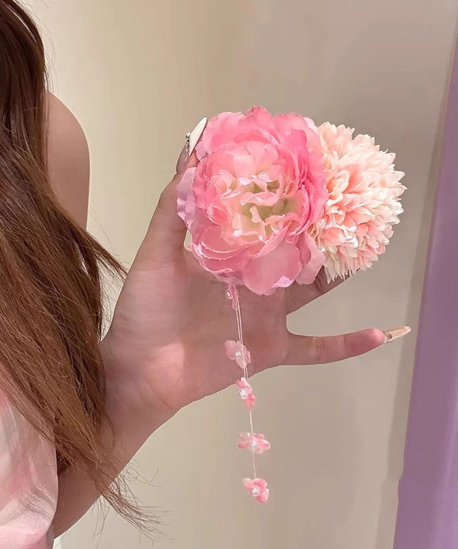 Nouvelle épingle à cheveux à pompon pivoine en alliage rose 2025 - Amawinc
