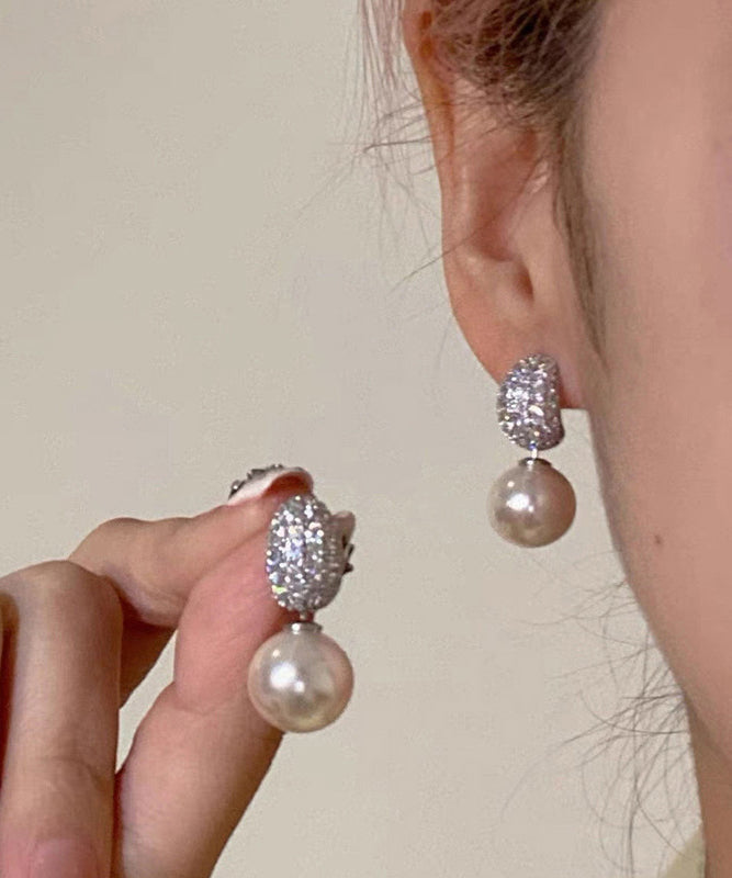 Boucles d'oreilles pendantes en argent sterling et perles de zircone 2025 - Amawinc