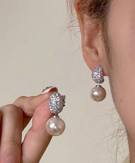 Boucles d'oreilles pendantes en argent sterling et perles de zircone 2025 - Amawinc
