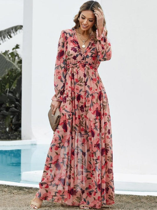 Robe Midi Imprimé Floral Amawinc Léger Confortable Pour Printemps Été Élégante Idéale Pour Looks Polies Décontractés