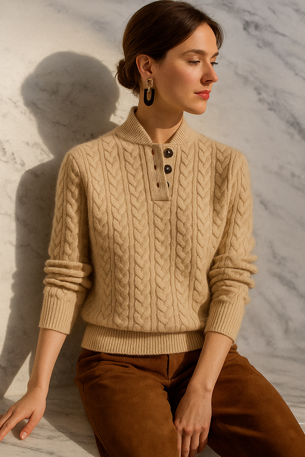 Pull Femme En Maille Douce Col Cheminée Torsadé Coupe Décontractée Idéal Quotidien Et Soirée