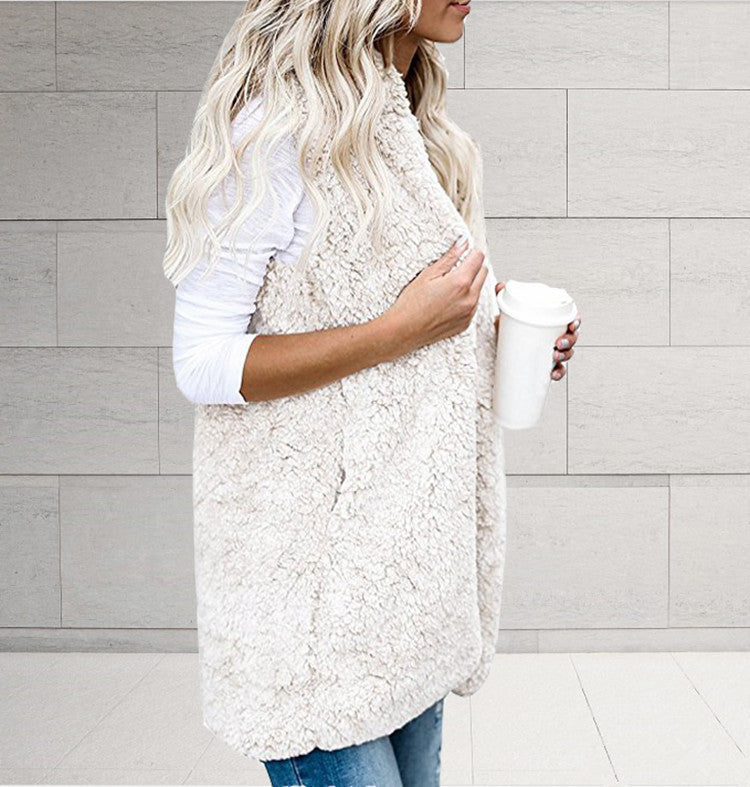 Damen Kuschelige Fleece-Weste mit ergonomischem Schnitt und großen Taschen Amawinc