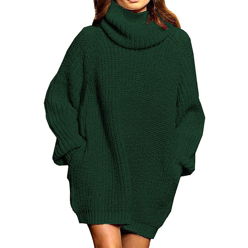 Damen Oversized Strickpullover mit hohem Kragen und weitem Schnitt Amawinc