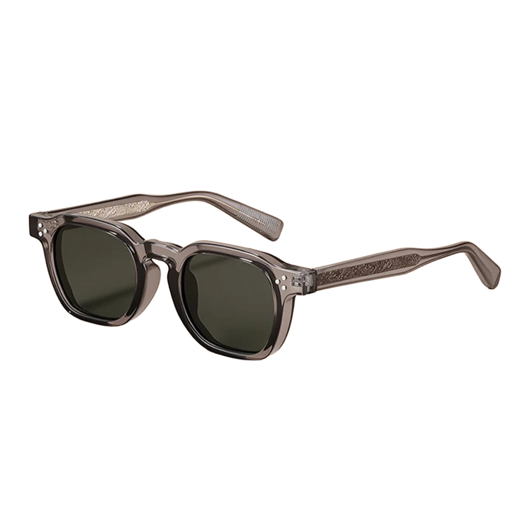 Montaro Lunettes de Soleil Polarisées Cadre Polygonal Acétate et Alliage Verres UV400 Gravées Branches Rivets Signature