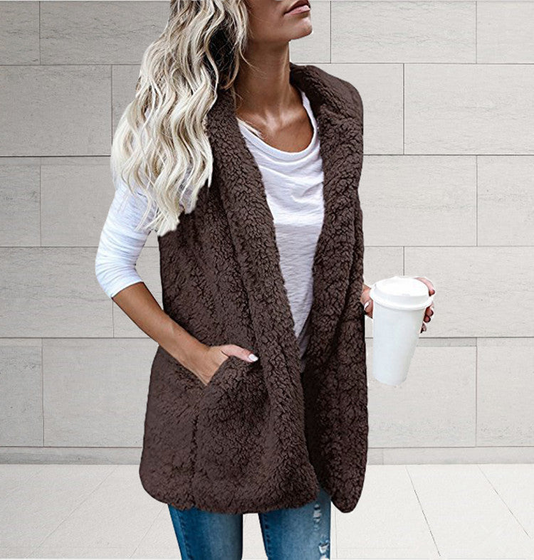 Damen Kuschelige Fleece-Weste mit ergonomischem Schnitt und großen Taschen Amawinc