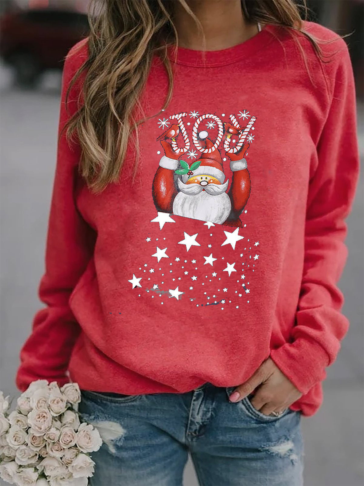 Damen Sweatshirt mit festlichem Weihnachtsmotiv Amawinc