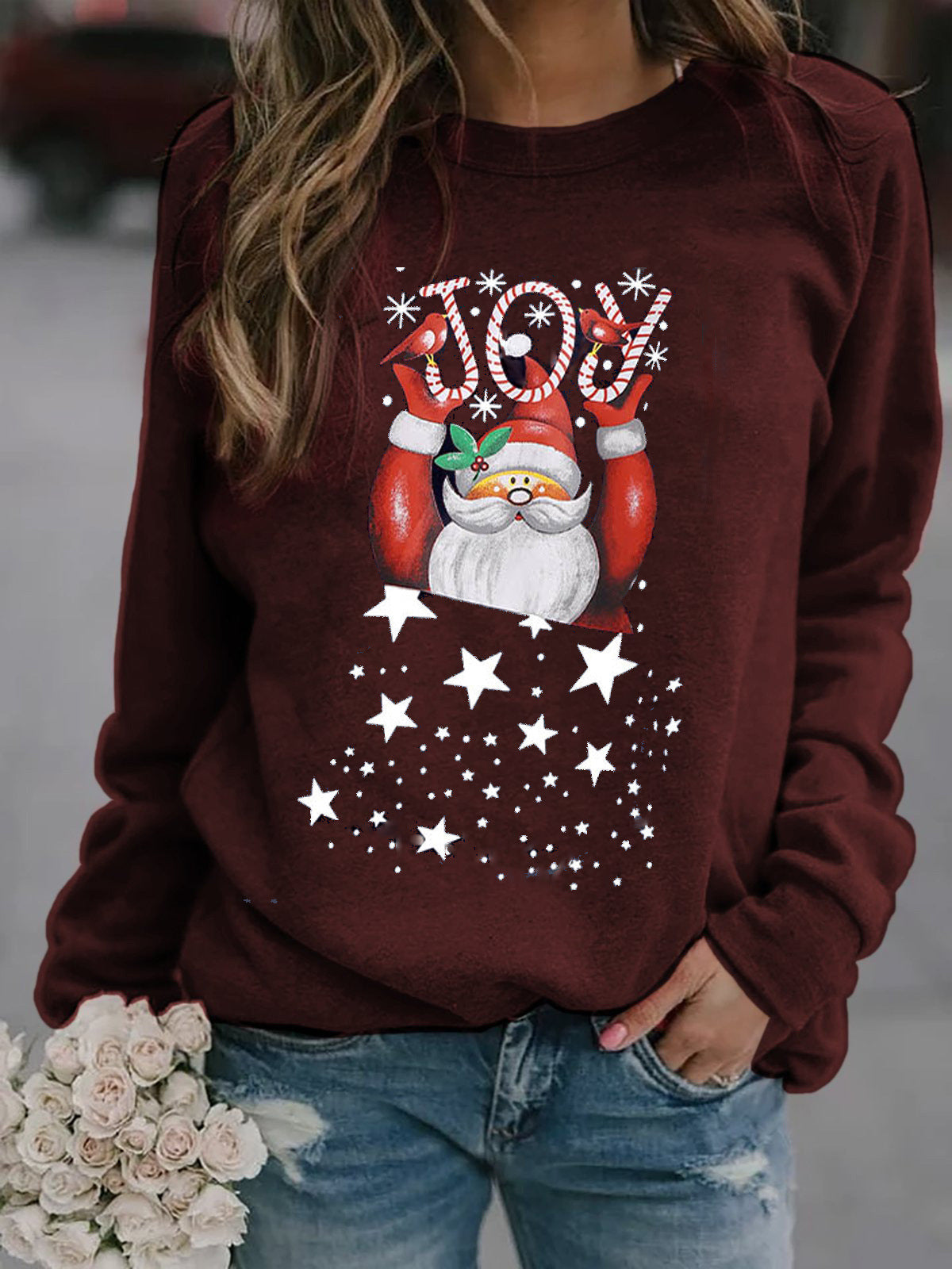 Damen Sweatshirt mit festlichem Weihnachtsmotiv Amawinc