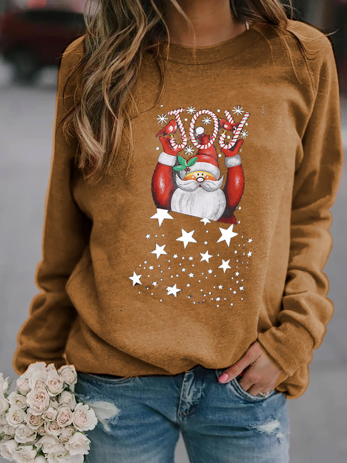 Damen Sweatshirt mit festlichem Weihnachtsmotiv Amawinc