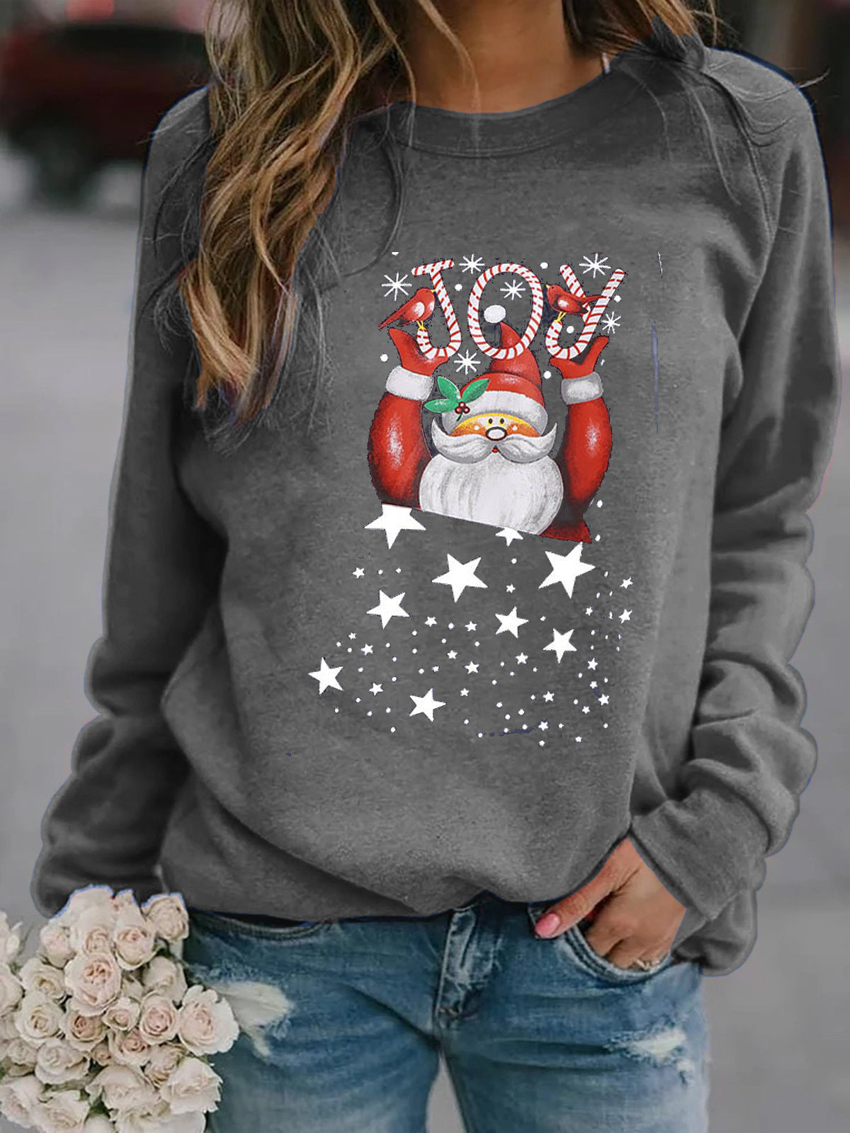 Damen Sweatshirt mit festlichem Weihnachtsmotiv Amawinc