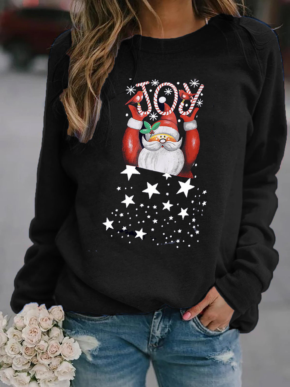 Damen Sweatshirt mit festlichem Weihnachtsmotiv Amawinc
