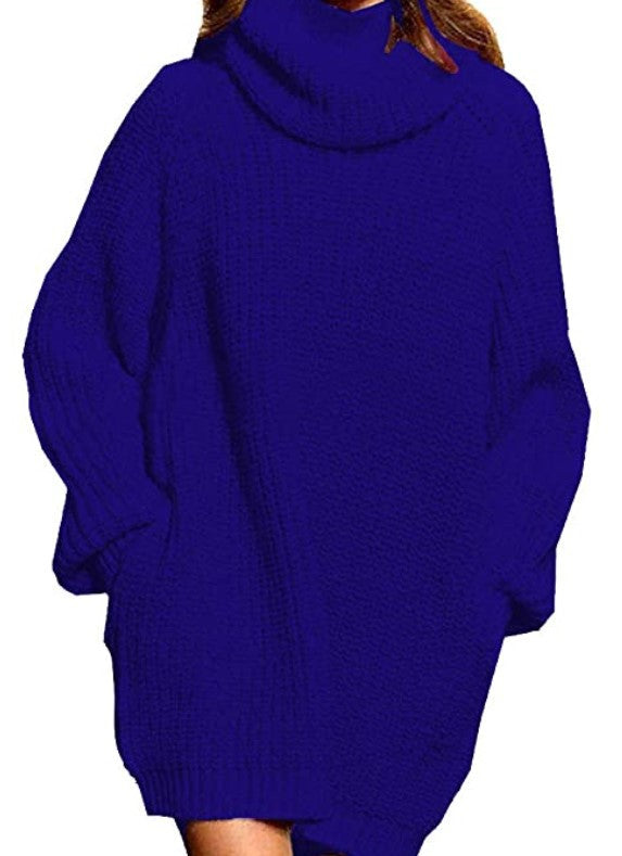 Damen Oversized Strickpullover mit hohem Kragen und weitem Schnitt Amawinc