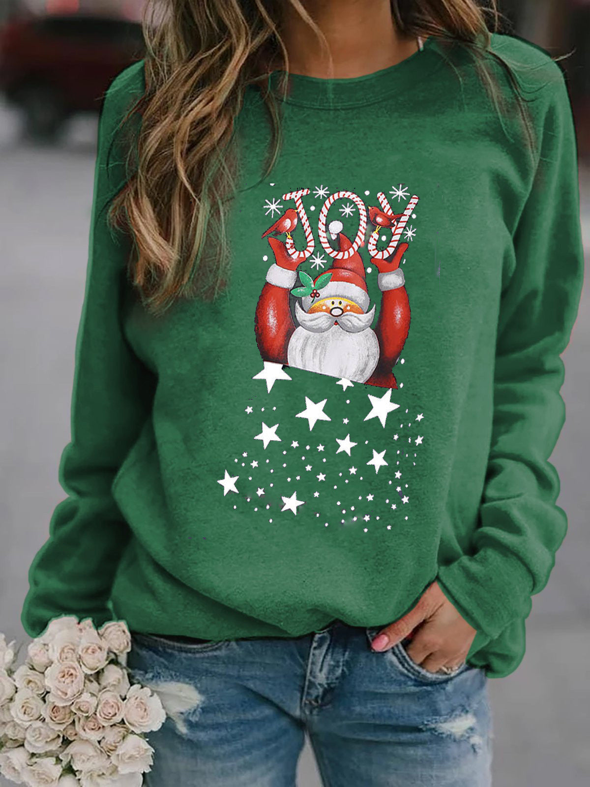 Damen Sweatshirt mit festlichem Weihnachtsmotiv Amawinc