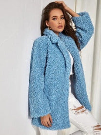 Damen Flauschiger Oversized-Mantel mit breitem Kragen und exklusivem Design Amawinc