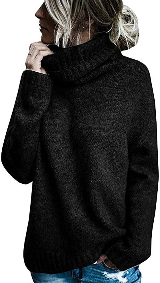 Damen Grobstrickpullover mit hohem Kragen und lässigem Schnitt Amawinc