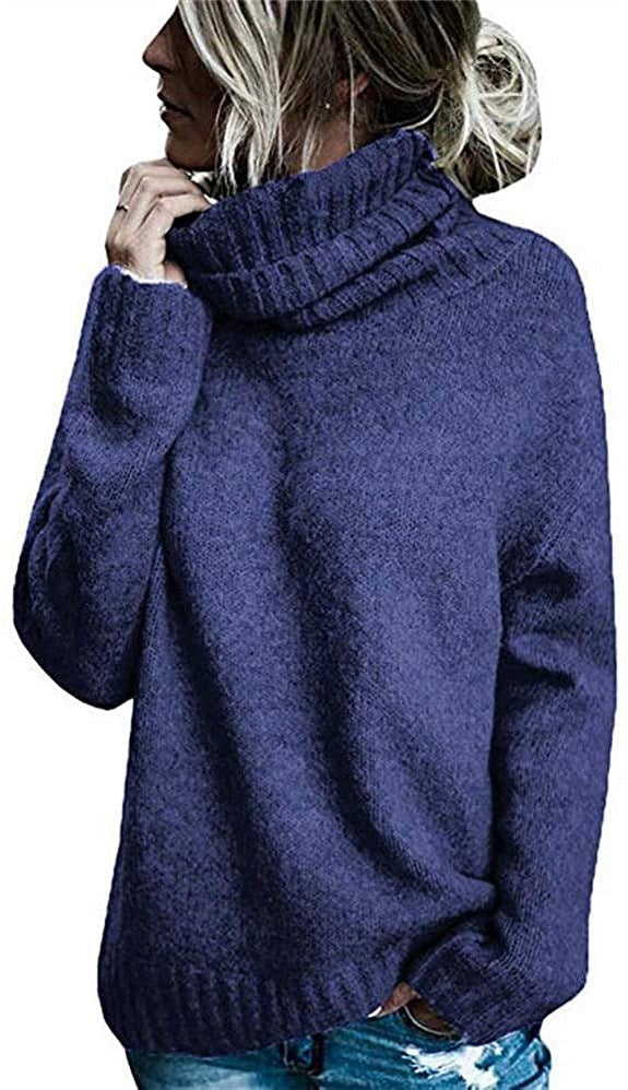 Damen Grobstrickpullover mit hohem Kragen und lässigem Schnitt Amawinc