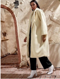 Damen Eleganter und bequemer Wollmantel mit weitem Schnitt Amawinc