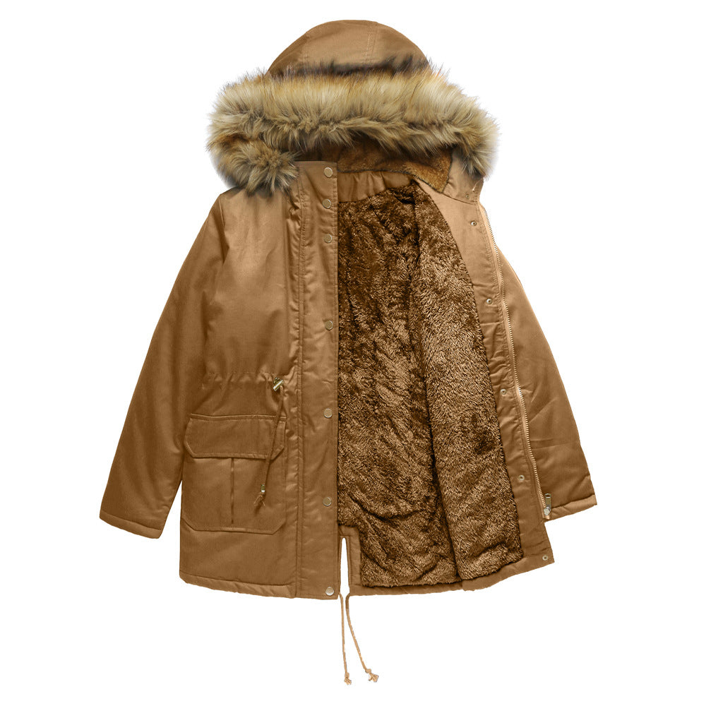 Damen warme Outdoor-Parka mit abnehmbarer Kapuze und luxuriösem Kunstfell Amawinc