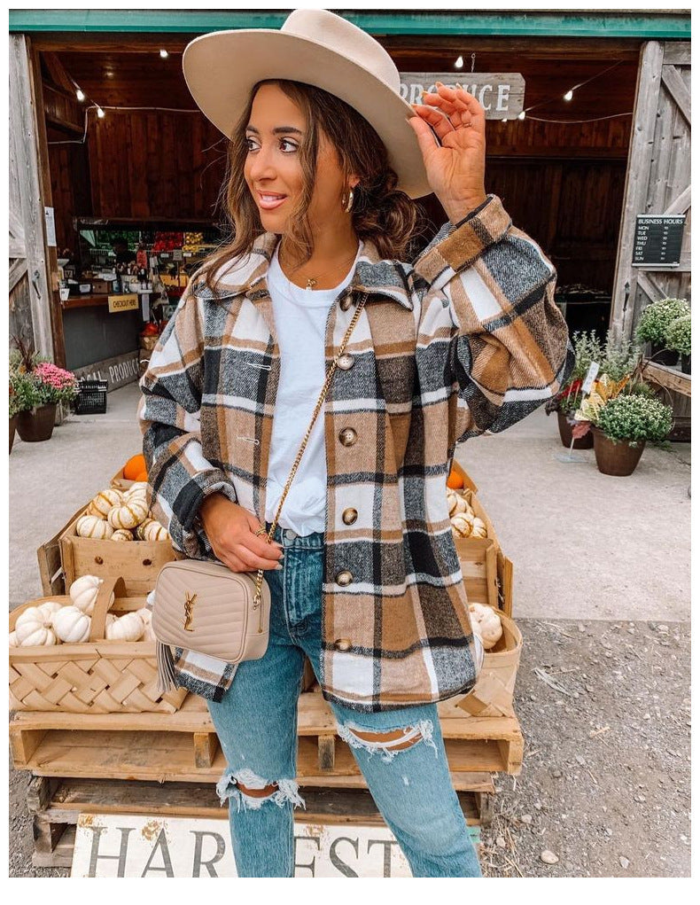 Blouse Portefeuille Femme À Carreaux Avec Texture Flanelle Et Bouton Devant Coupe Décontractée