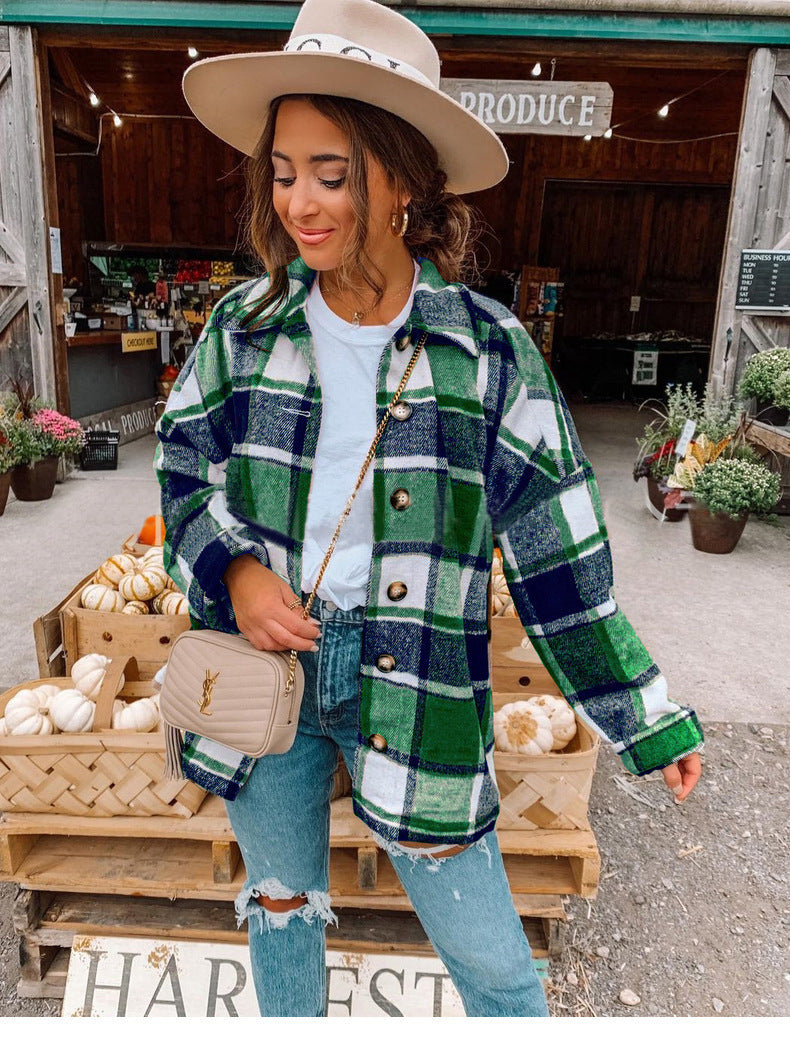 Blouse Portefeuille Femme À Carreaux Avec Texture Flanelle Et Bouton Devant Coupe Décontractée