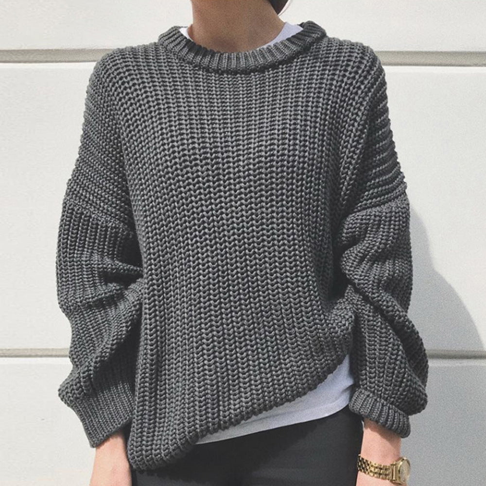 Damen Grobstrickpullover mit lässiger Passform und oversize Ärmeln Amawinc