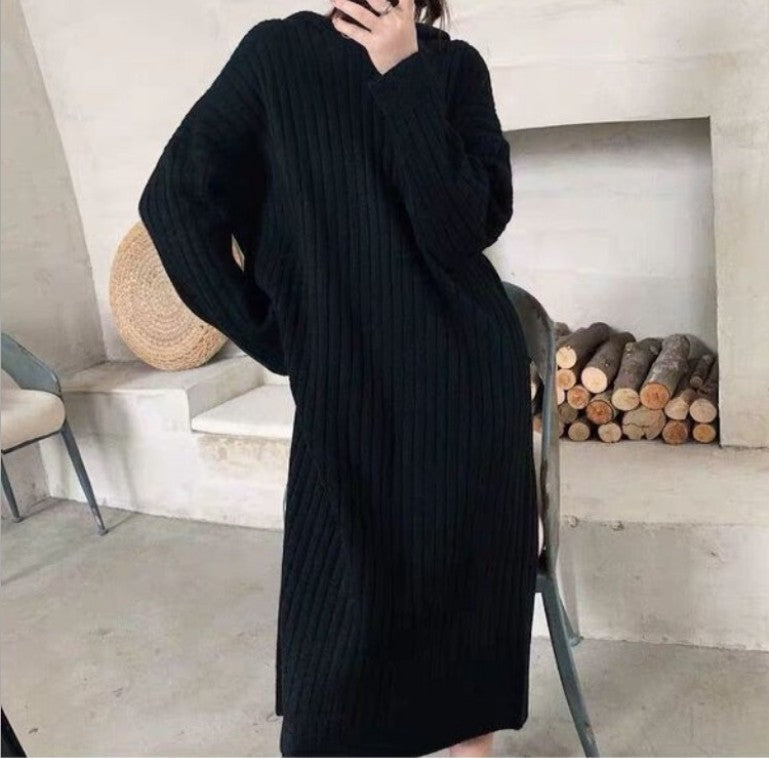 Damen Strickkleid mit geripptem Design und lässigem Schnitt Amawinc